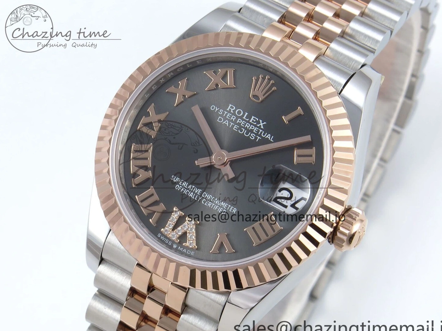 0106 StreetReady DateJust 31 278271 ARF 1:1 Best Edition 904L Steel Gray Roman Diamonds Dial on SS RG Jubilee Bracelet ETA 516